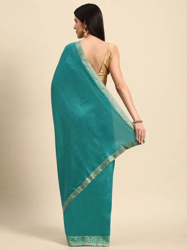 Indian_Women_Turquoise_Green_Vichitra_Silk_Fancy_Border