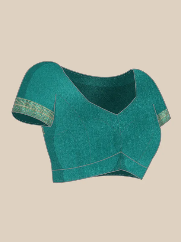 Indian_Women_Turquoise_Green_Vichitra_Silk_Fancy_Border