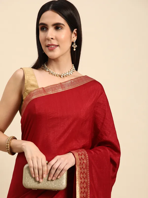 Indian_Women_Maroon_Vichitra_Silk_Fancy_Border