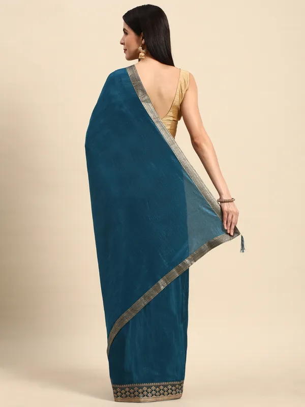 Indian_Women_Blue_Vichitra_Silk_Fancy_Border