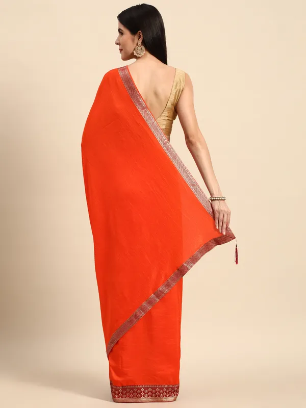 Indian_Women_Orange_Vichitra_Silk_Fancy_Border