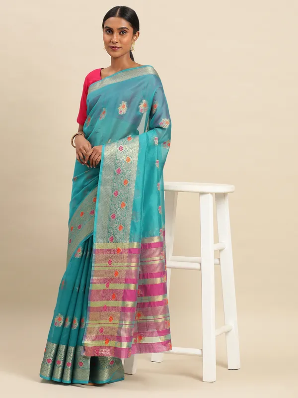 Rama_Organza_Silk_Saree