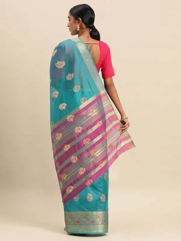 Rama_Organza_Silk_Saree