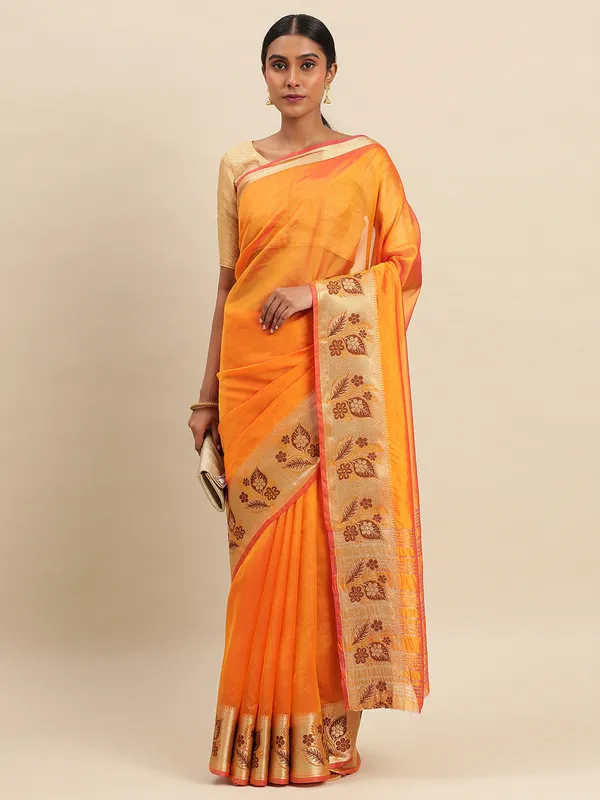 Orange_Cotton_Silk_Saree
