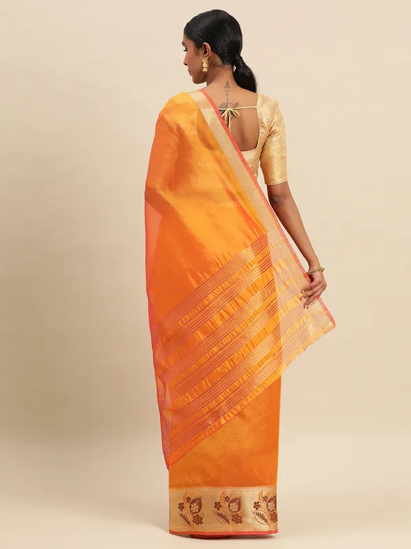 Orange_Cotton_Silk_Saree