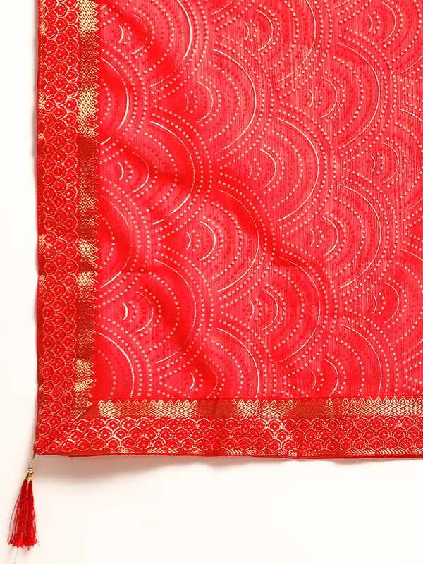 Indian_Women_Red_Zomato_Full_Saree_Fancy_Border_with_bandhni_print_Beautiful_saree