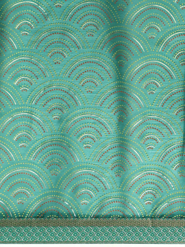 Indian_Women_Turquoise_Blue_Zomato_Full_Saree_Fancy_Border_with_bandhni_print_Beautiful_saree