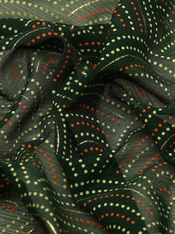 Indian_Women_Green_Zomato_Full_Saree_Fancy_Border_with_bandhni_print_Beautiful_saree