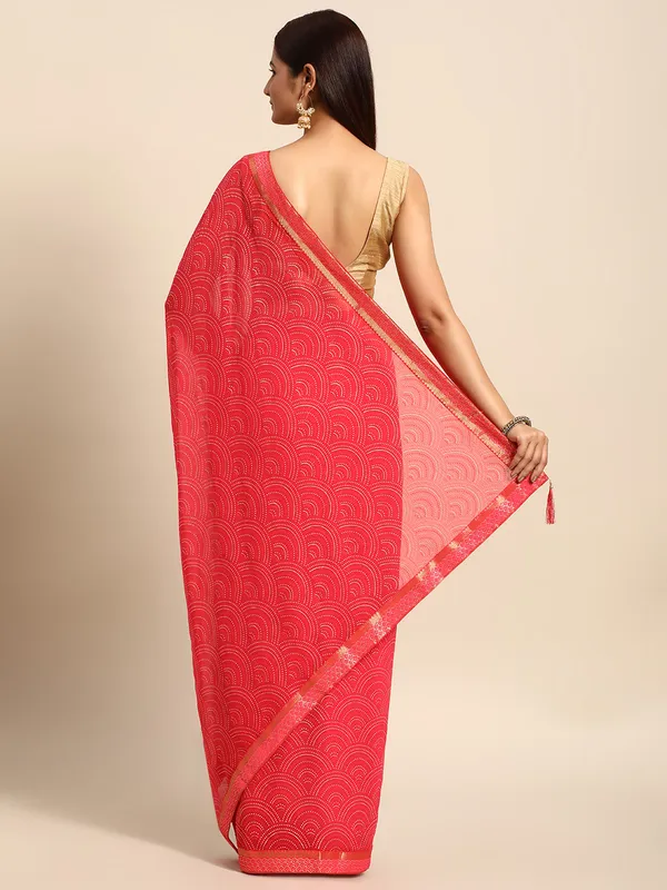 Indian_Women_Pink_Zomato_Full_Saree_Fancy_Border_with_bandhni_print_Beautiful_saree