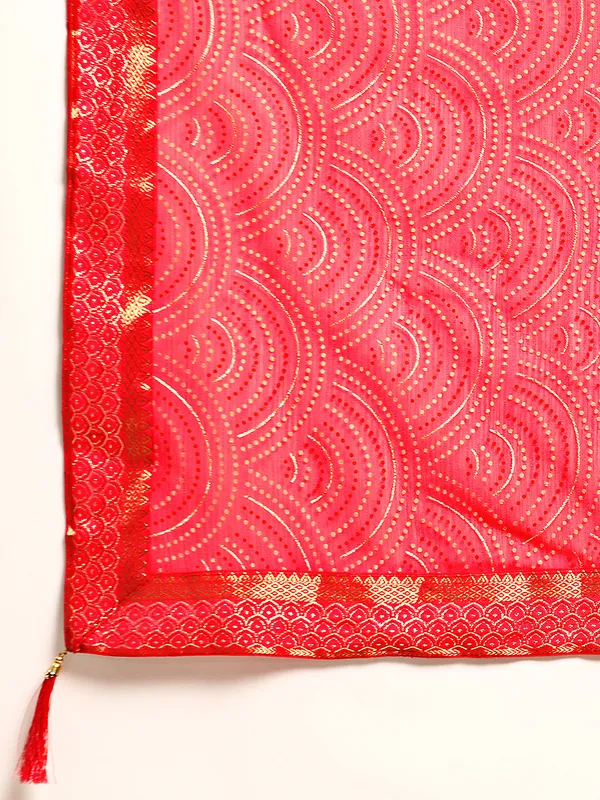 Indian_Women_Pink_Zomato_Full_Saree_Fancy_Border_with_bandhni_print_Beautiful_saree