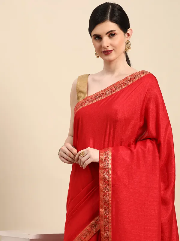 Vichitra_Silk_Full_Saree_Fancy_Border_With_Swaroski_Butta