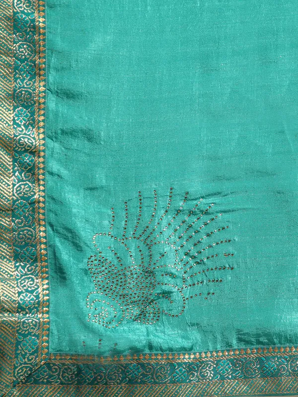 Vichitra_Silk_Full_Saree_Fancy_Border_With_Swaroski_Butta