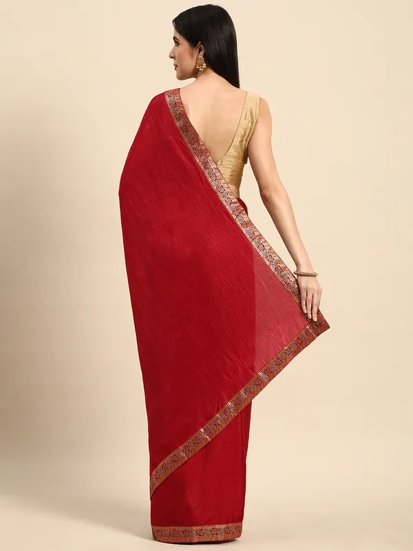 Vichitra_Silk_Full_Saree_Fancy_Border_With_Swaroski_Butta