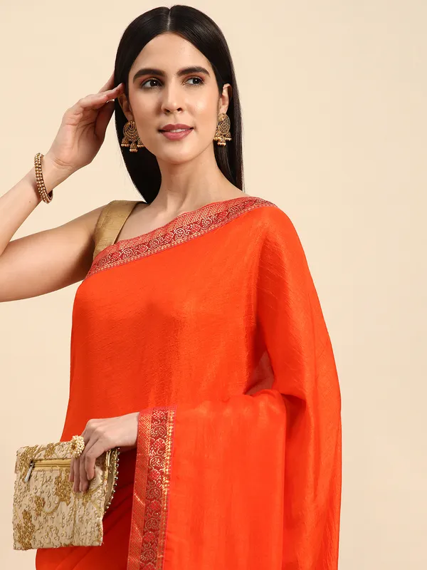 Vichitra_Silk_Full_Saree_Fancy_Border_With_Swaroski_Butta