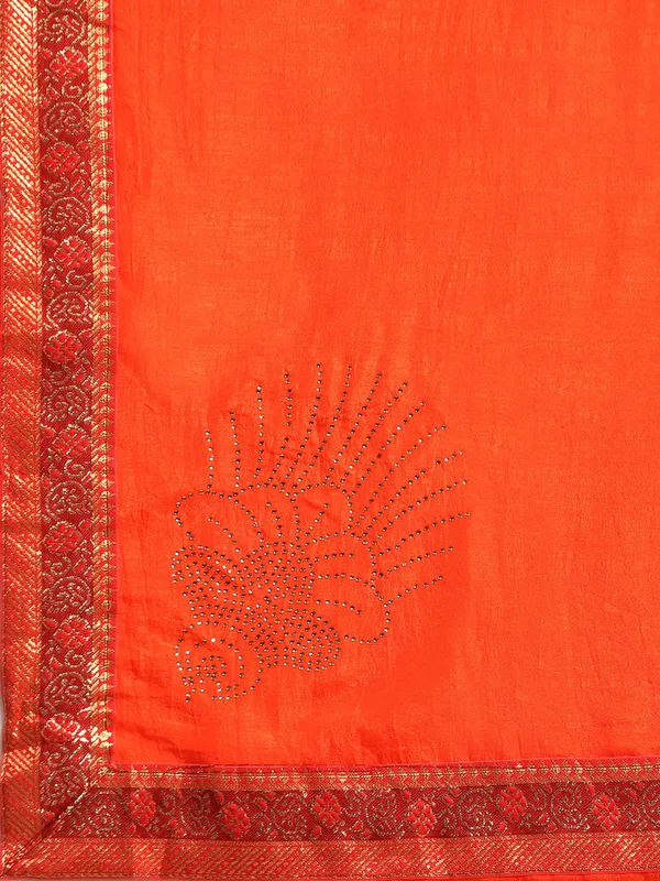 Vichitra_Silk_Full_Saree_Fancy_Border_With_Swaroski_Butta