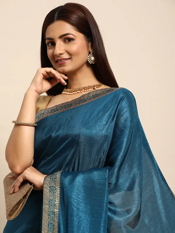 Vichitra_Silk_Full_Saree_Fancy_Border_With_Swaroski_Butta