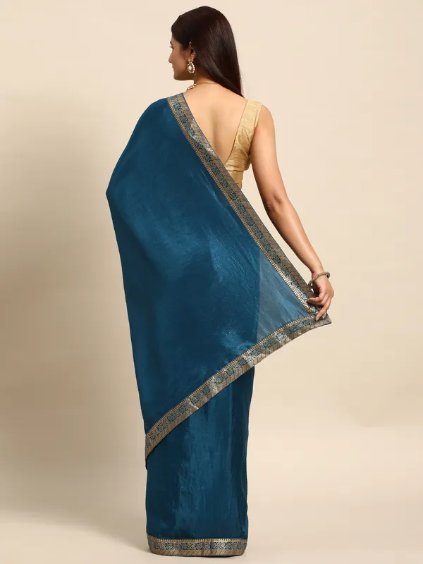 Vichitra_Silk_Full_Saree_Fancy_Border_With_Swaroski_Butta