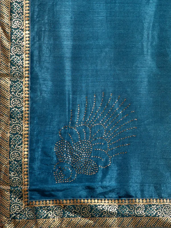 Vichitra_Silk_Full_Saree_Fancy_Border_With_Swaroski_Butta
