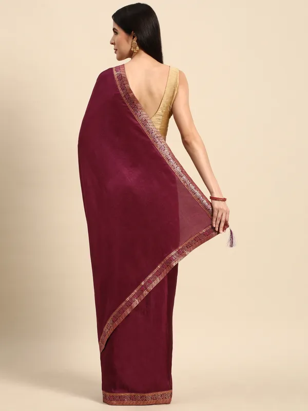 Vichitra_Silk_Full_Saree_Fancy_Border_With_Swaroski_Butta