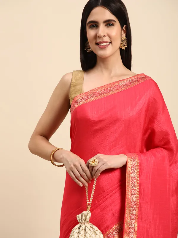 Vichitra_Silk_Full_Saree_Fancy_Border_With_Swaroski_Butta