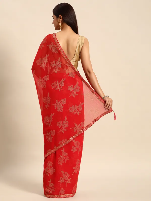 Red_Zomato__Saree_Fancy_Border_With_Foil_Print