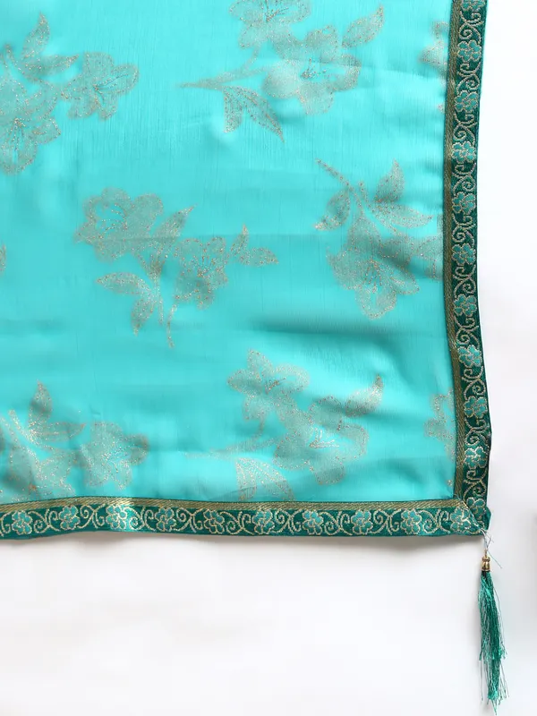 Green__Zomato__Saree_Fancy_Border_With_Foil_Print