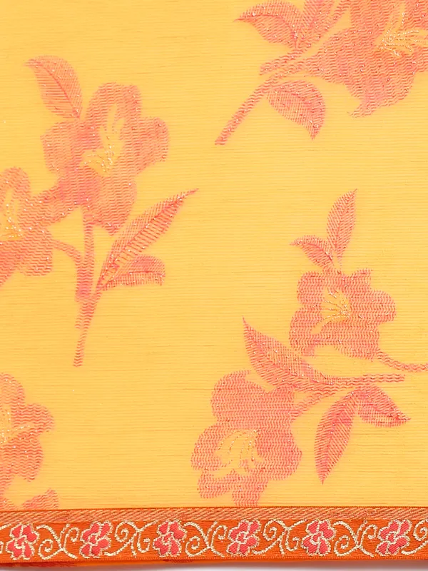 Orange_Zomato__Saree_Fancy_Border_With_Foil_Print