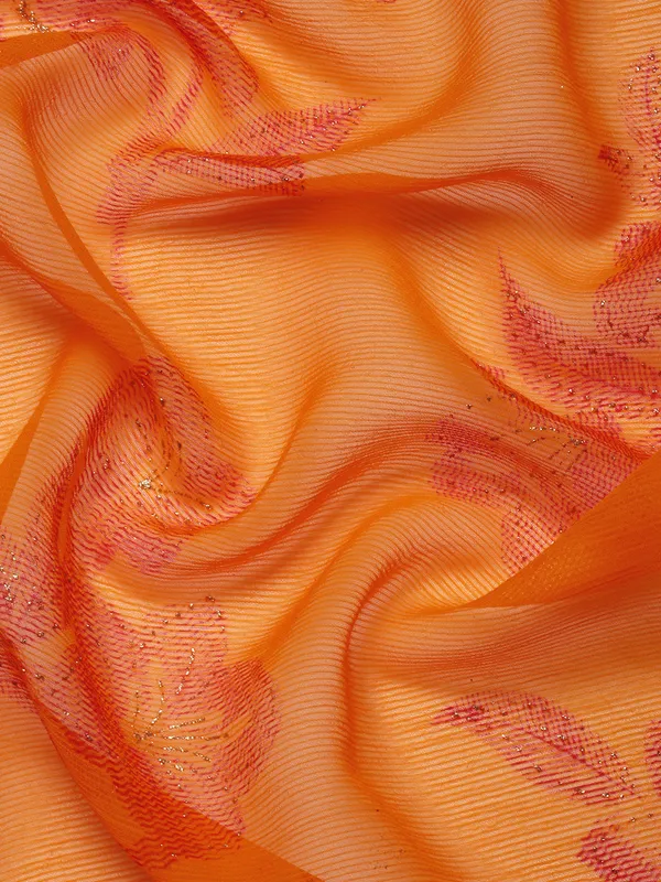 Orange_Zomato__Saree_Fancy_Border_With_Foil_Print