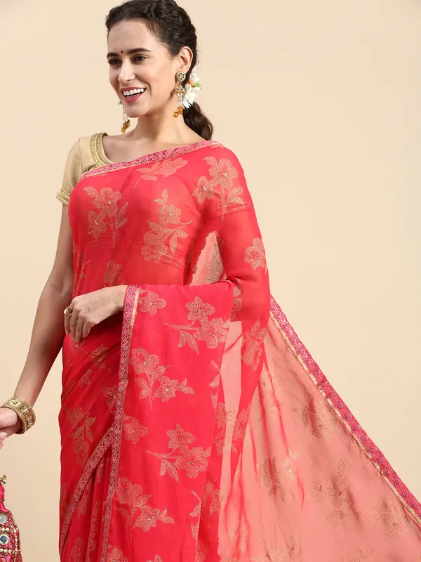 Pink_Zomato__Saree_Fancy_Border_With_Foil_Print