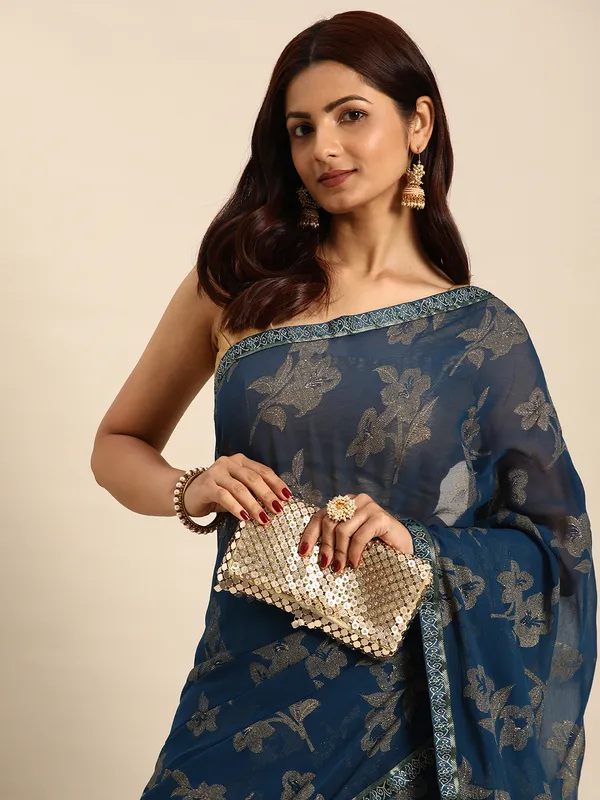 Blue_Zomato__Saree_Fancy_Border_With_Foil_Print