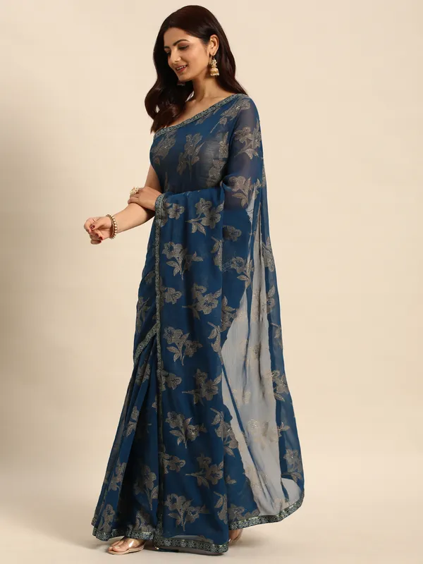 Blue_Zomato__Saree_Fancy_Border_With_Foil_Print
