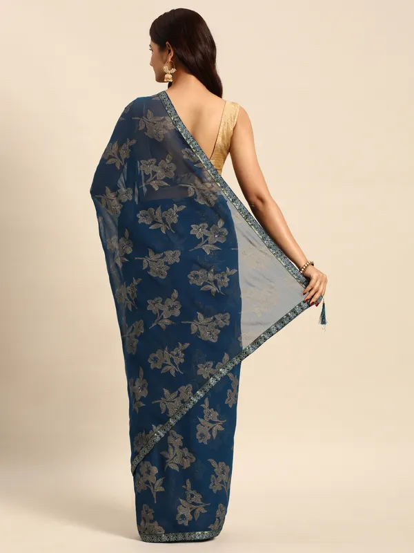 Blue_Zomato__Saree_Fancy_Border_With_Foil_Print