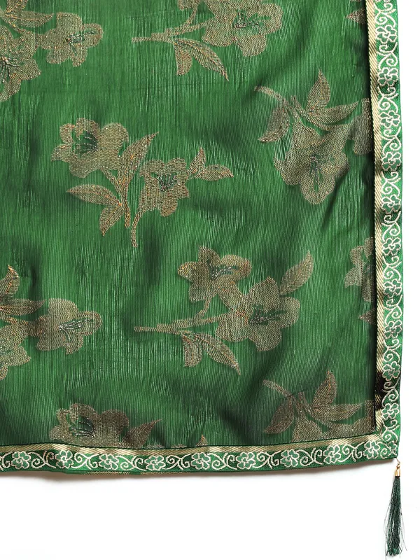 Green__Zomato__Saree_Fancy_Border_With_Foil_Print