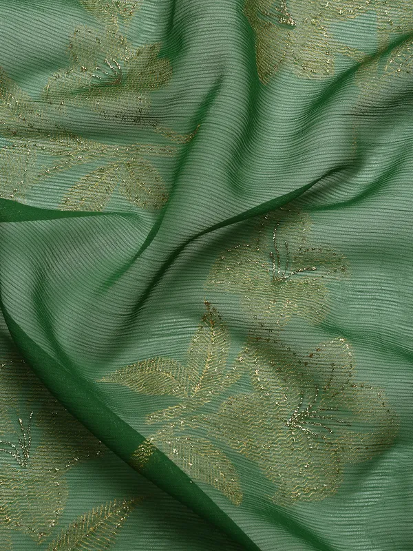Green__Zomato__Saree_Fancy_Border_With_Foil_Print