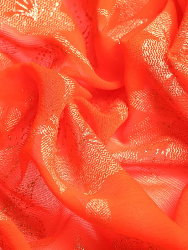 Orange_Zomato__Saree_Fancy_Border_With_Foil_Print