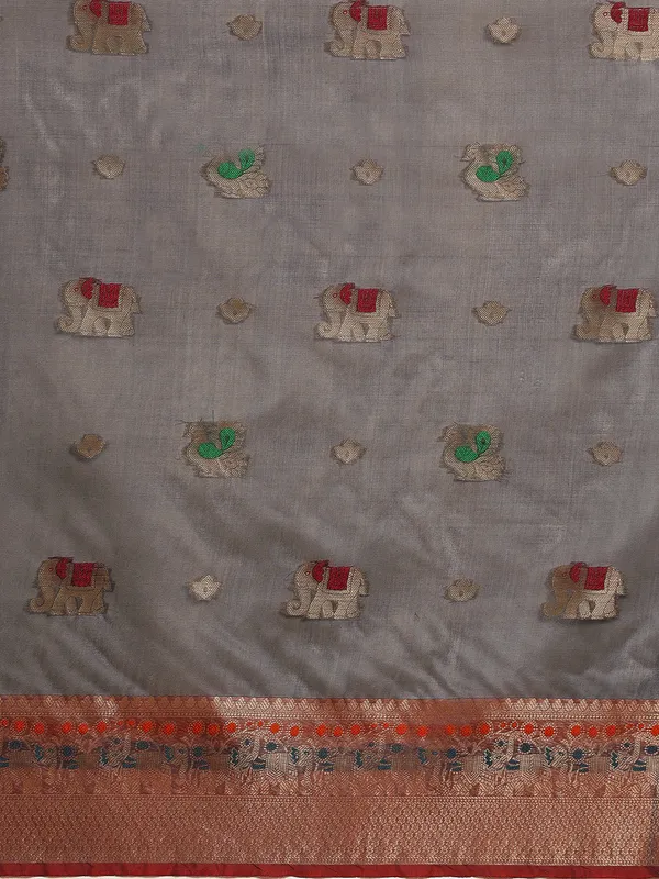 Grey_Organza_Silk_Saree