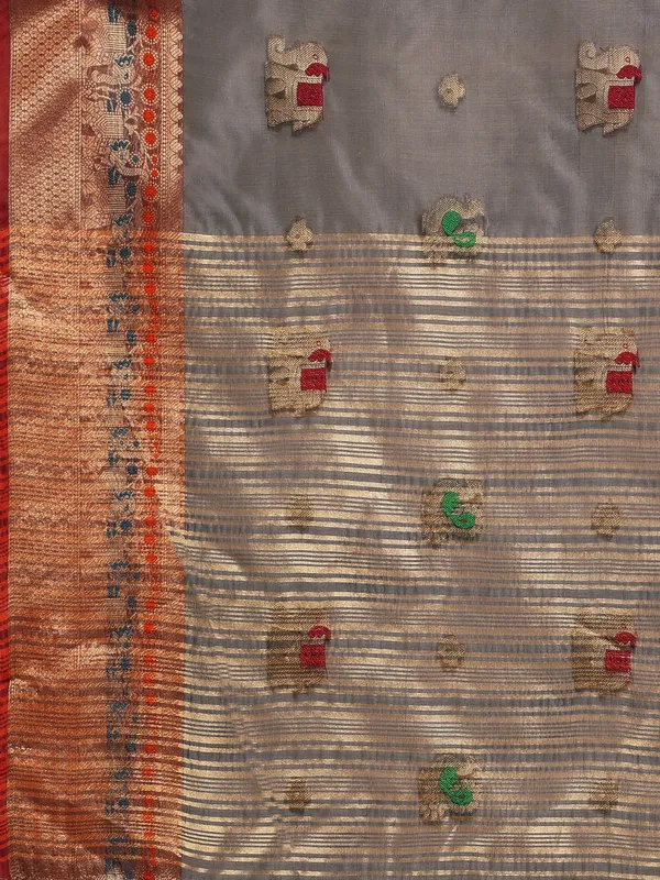 Grey_Organza_Silk_Saree