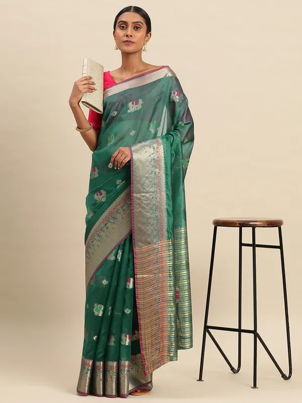 Rama_Organza_Silk_Saree