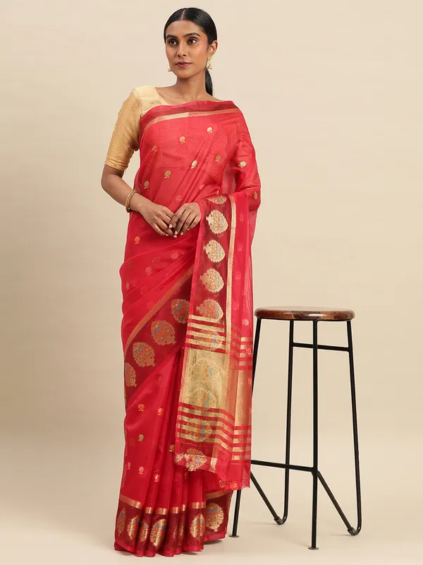 Maroon_Organza_Silk_Saree