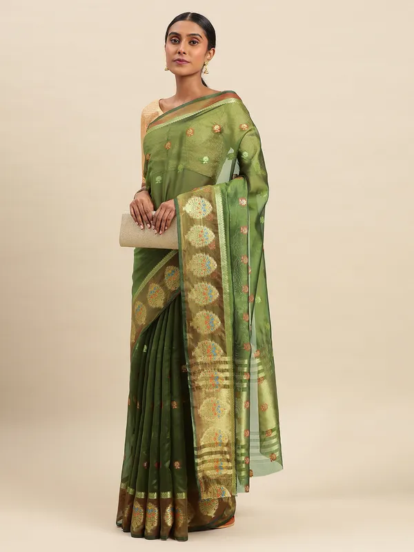 Mehendi_Organza_Silk_Saree