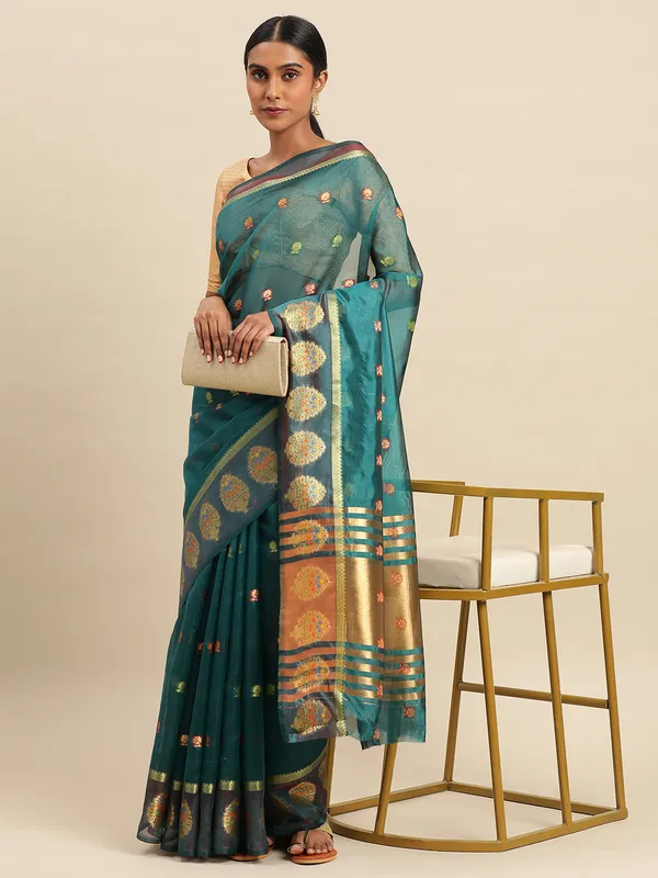 Rama_Organza_Silk_Saree