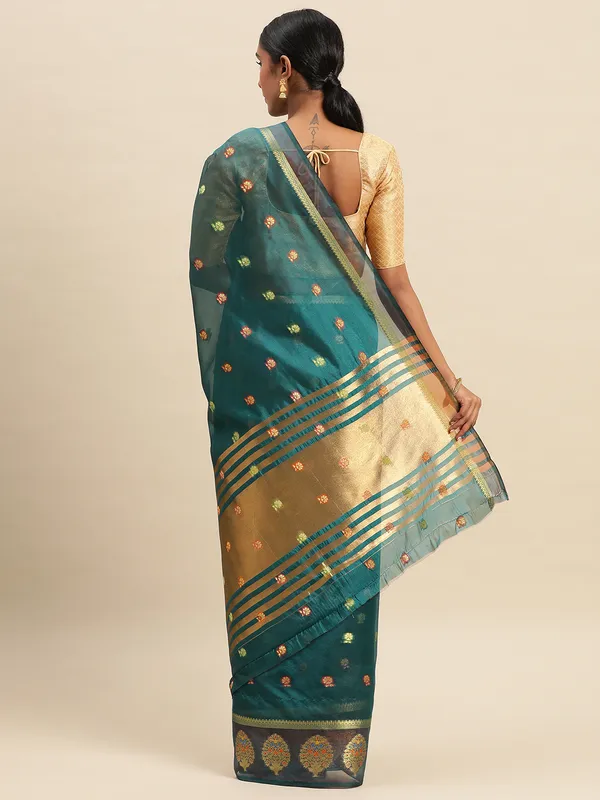 Rama_Organza_Silk_Saree
