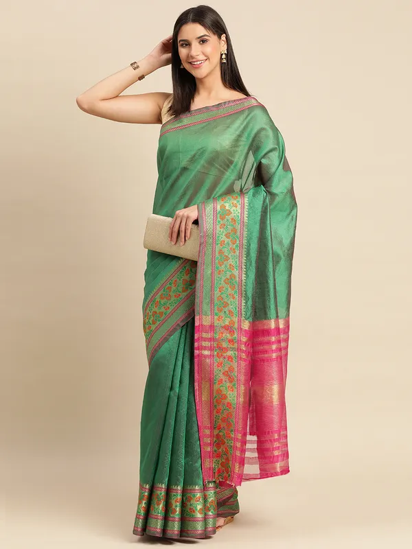 Green_Cotton_Silk_Saree