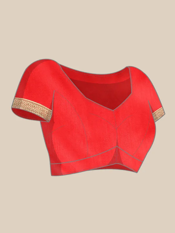 Indian_Women_Red_Zomato_Full_Saree_Fancy_Border_Beautiful_saree