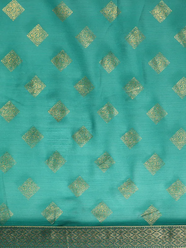 Indian_Women_Turquoise_Blue_Zomato_Full_Saree_Fancy_Border_Beautiful_saree