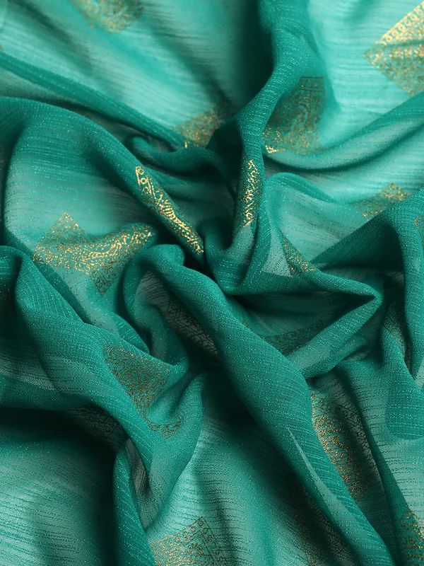 Indian_Women_Turquoise_Blue_Zomato_Full_Saree_Fancy_Border_Beautiful_saree