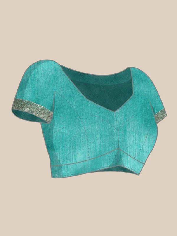 Indian_Women_Turquoise_Blue_Zomato_Full_Saree_Fancy_Border_Beautiful_saree