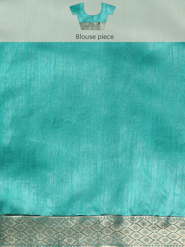 Indian_Women_Turquoise_Blue_Zomato_Full_Saree_Fancy_Border_Beautiful_saree