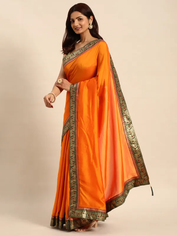 Yellow_Vichitra_Silk_Fancy_Border_with_Fancy_Blouse_Beautiful_Saree