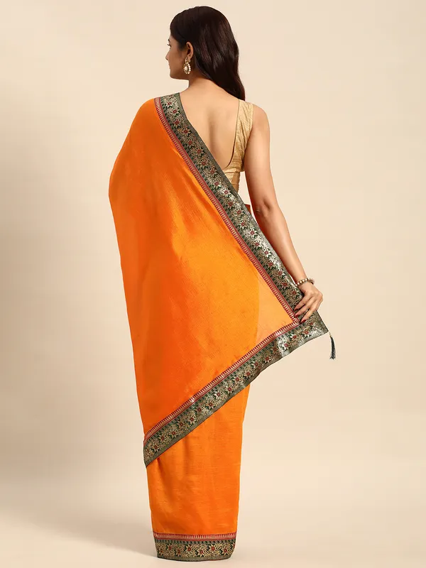 Yellow_Vichitra_Silk_Fancy_Border_with_Fancy_Blouse_Beautiful_Saree